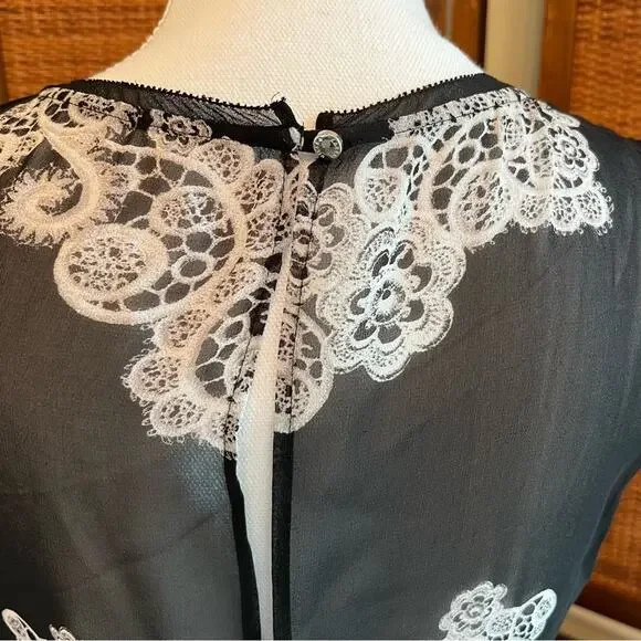 Karen Millen Black Gray Silk Cocktail Dress Lined Sleeveless Size 8 - Picture 7 of 12